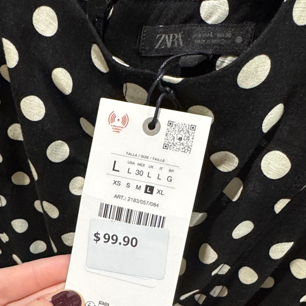 Zara Black and White Polka Dot Midi Dress Fall 2025 - Picture 2 of 6